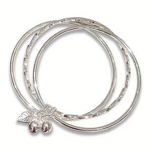 Anthropologie Silver Cherry Charm Bracelets